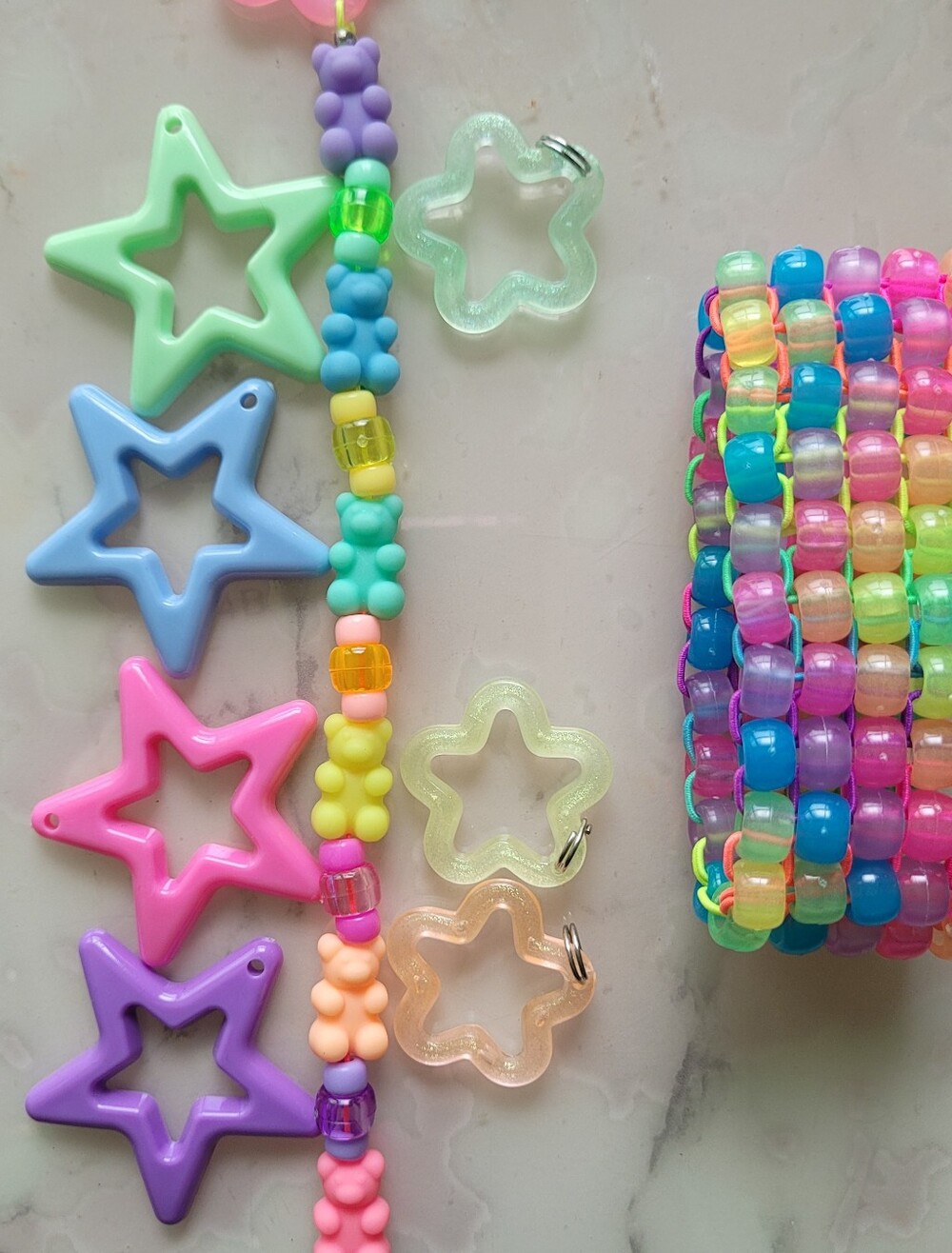 3pc rainbow gummy bear lariat drop star necklace cuff earring nail art - Picture 4 of 11